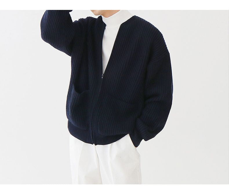Cardigan En Maille Avec Fermeture Éclair Pour Homme | Manches Longues