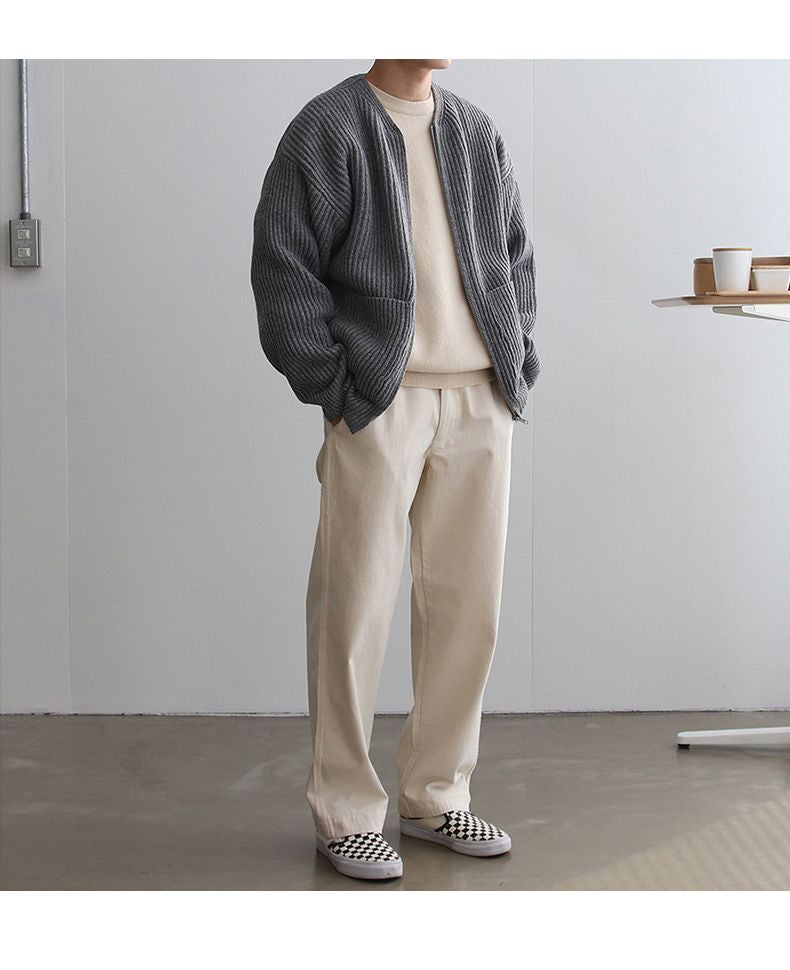 Cardigan En Maille Avec Fermeture Éclair Pour Homme | Manches Longues