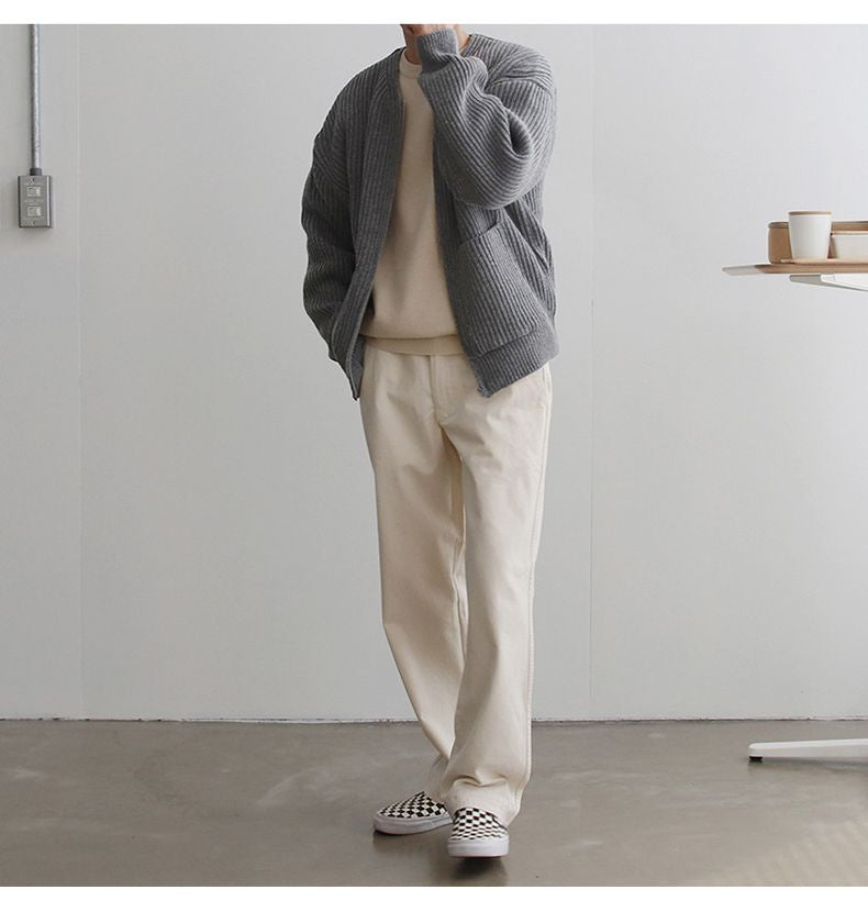 Cardigan En Maille Avec Fermeture Éclair Pour Homme | Manches Longues