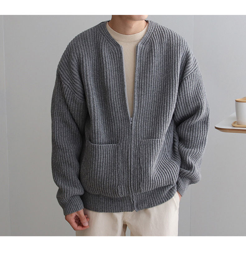 Cardigan En Maille Avec Fermeture Éclair Pour Homme | Manches Longues