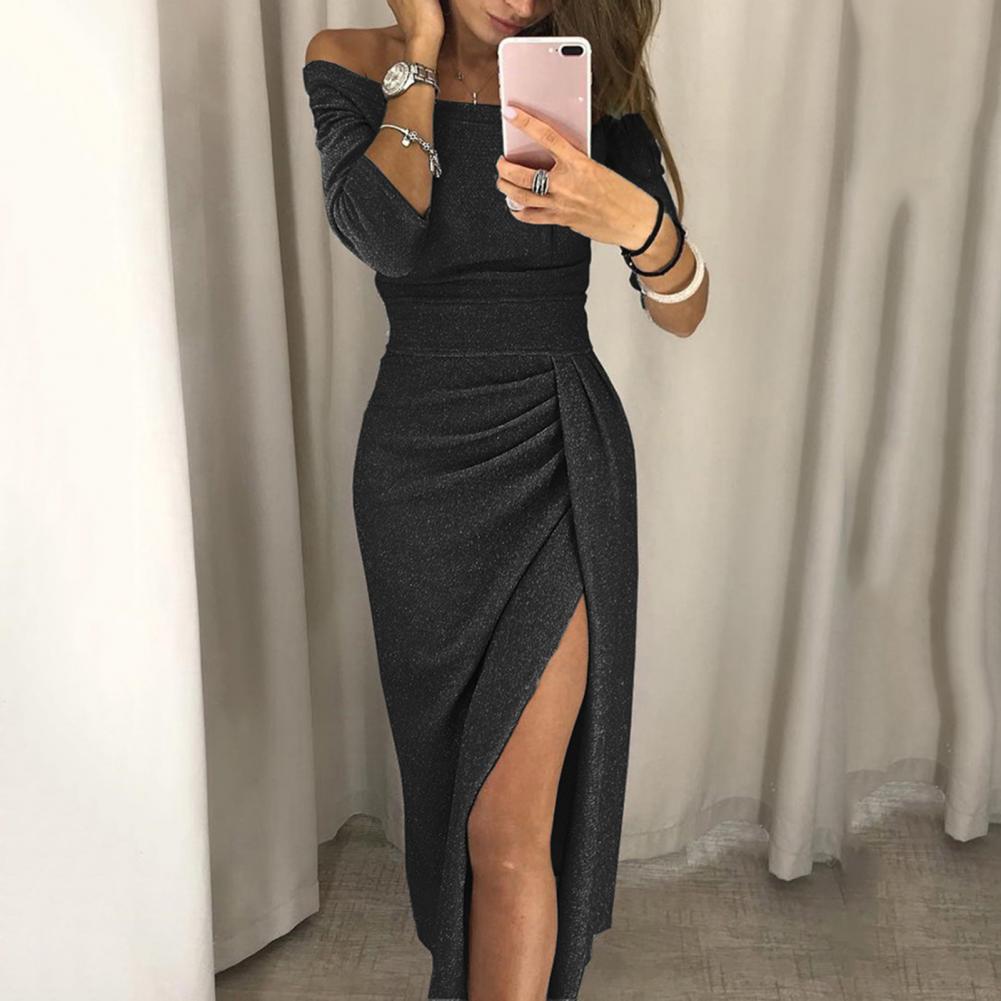 Robe Fendue À Épaules Dénudées Pour Femme | Maxi