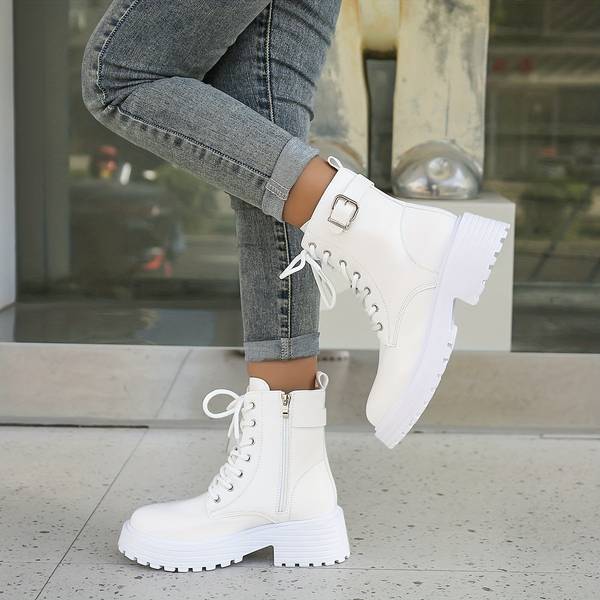 Bottes Blanches En Cuir Pour Femme | Zippé