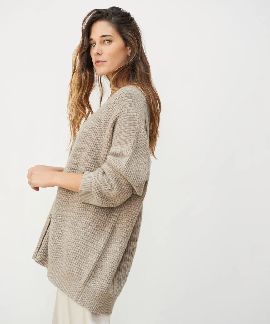 Cardigan d’hiver en cachemire pour femme avec manches longues | Col en V