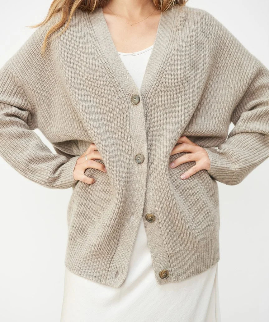 Cardigan d’hiver en cachemire pour femme avec manches longues | Col en V