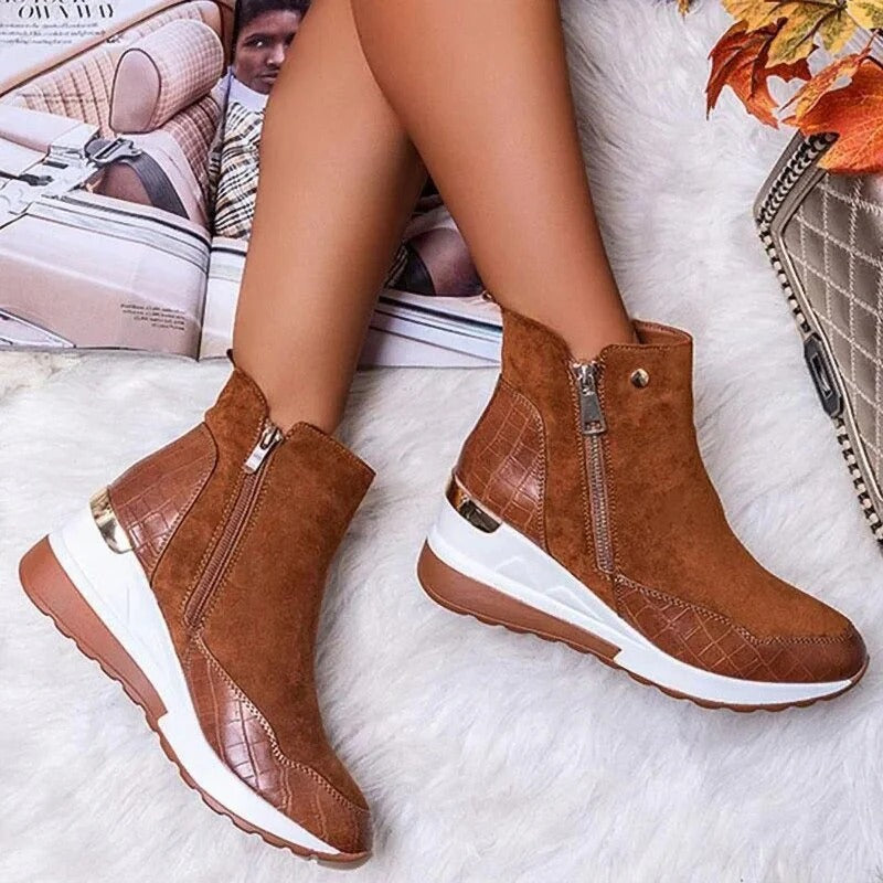 Bottes En Cuir Mi-Hauteur Pour Femme | Zippé