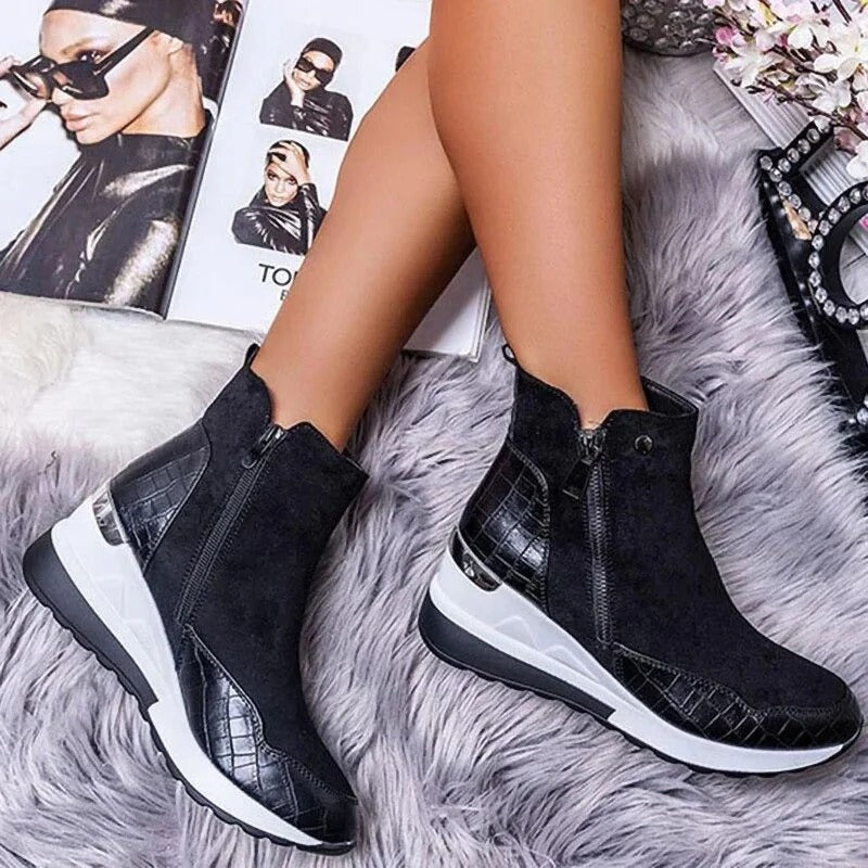 Bottes En Cuir Mi-Hauteur Pour Femme | Zippé