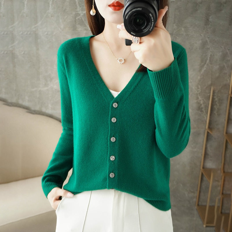 Cardigan En Cachemire À Manches Longues Pour Femme | Grande Taille