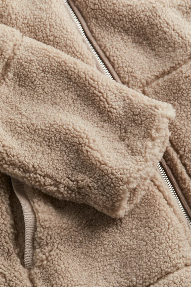 Manteau En Peluche À Col Montant Pour Femme | Hiver