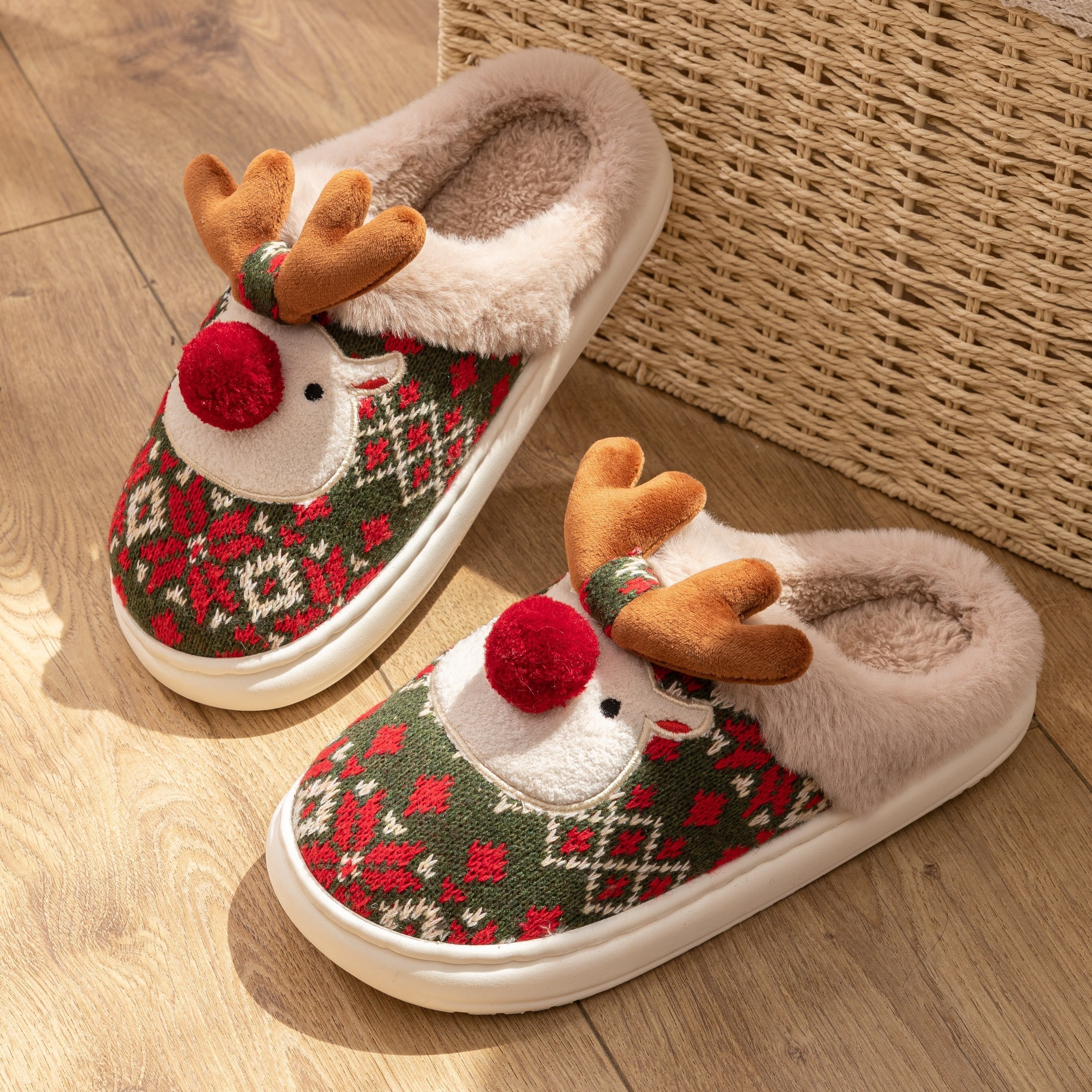 Chaussons De Noël En Peluche Pour Femme | Hiver