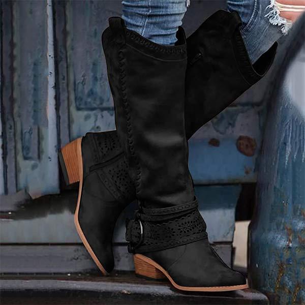 Bottes À Talons Carrés Pour Femme | Boucle Décorative