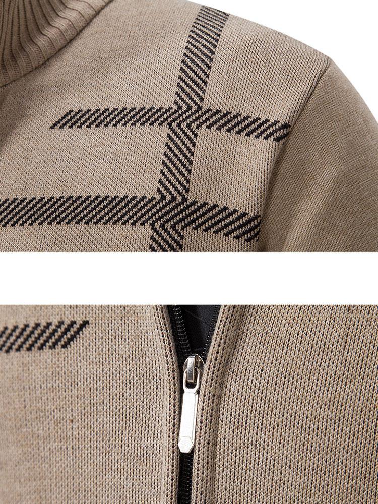 Pull Classique En Tricot À Carreaux Pour Homme | Fermeture Éclair