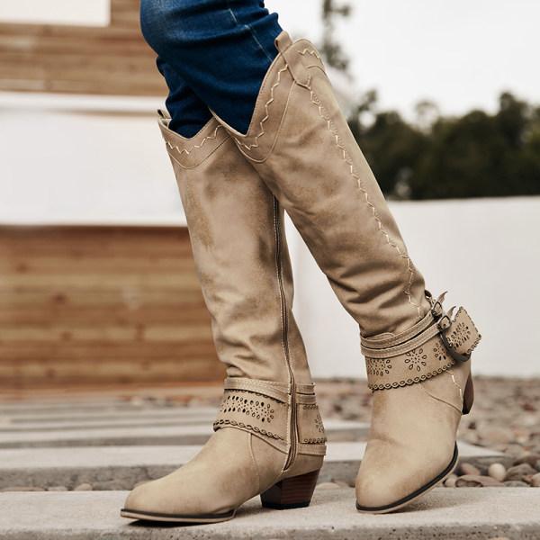 Bottes À Talons Carrés Pour Femme | Boucle Décorative