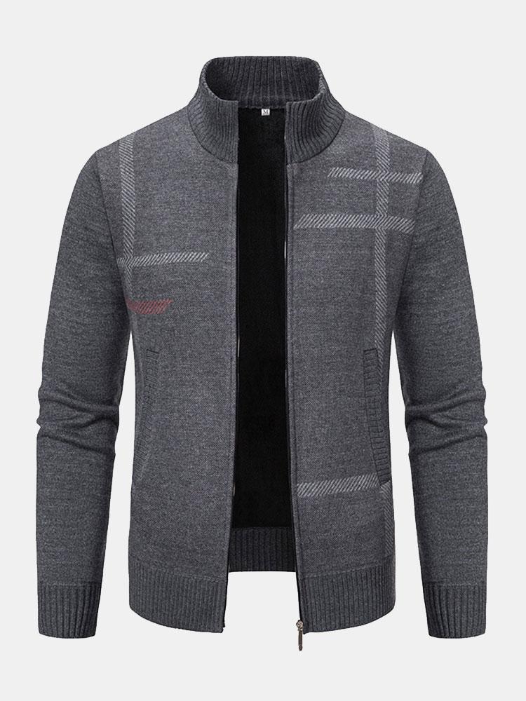 Pull Classique En Tricot À Carreaux Pour Homme | Fermeture Éclair