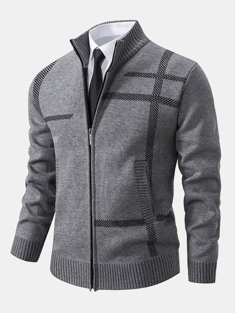 Pull Classique En Tricot À Carreaux Pour Homme | Fermeture Éclair