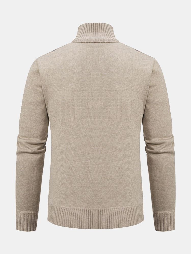 Pull Classique En Tricot À Carreaux Pour Homme | Fermeture Éclair