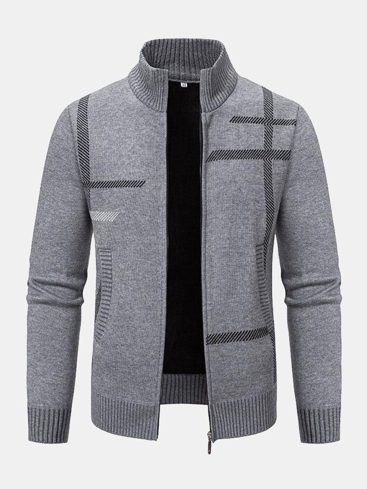 Pull Classique En Tricot À Carreaux Pour Homme | Fermeture Éclair