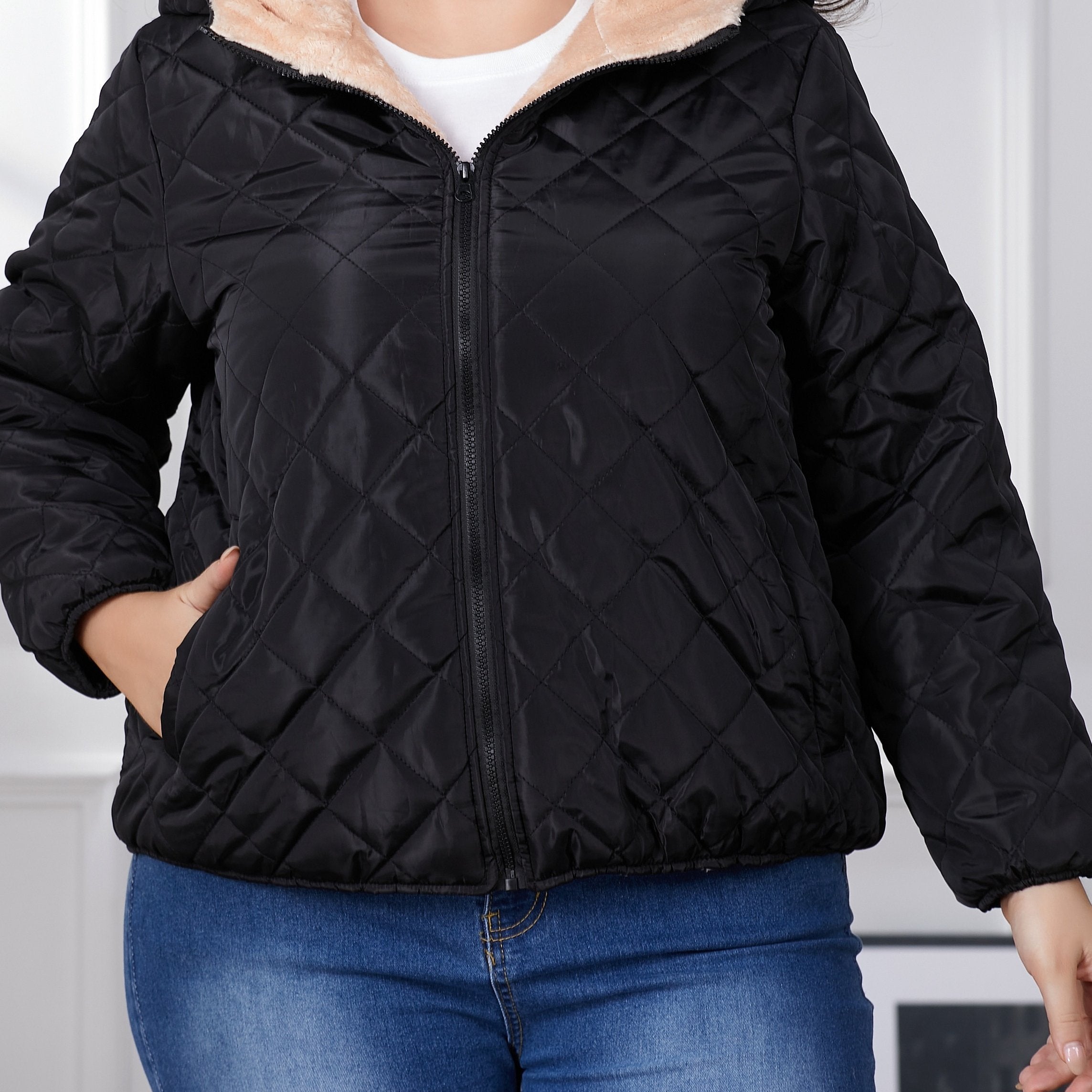 Veste Matelassée Avec Capuche Pour Femme | Grande Taille