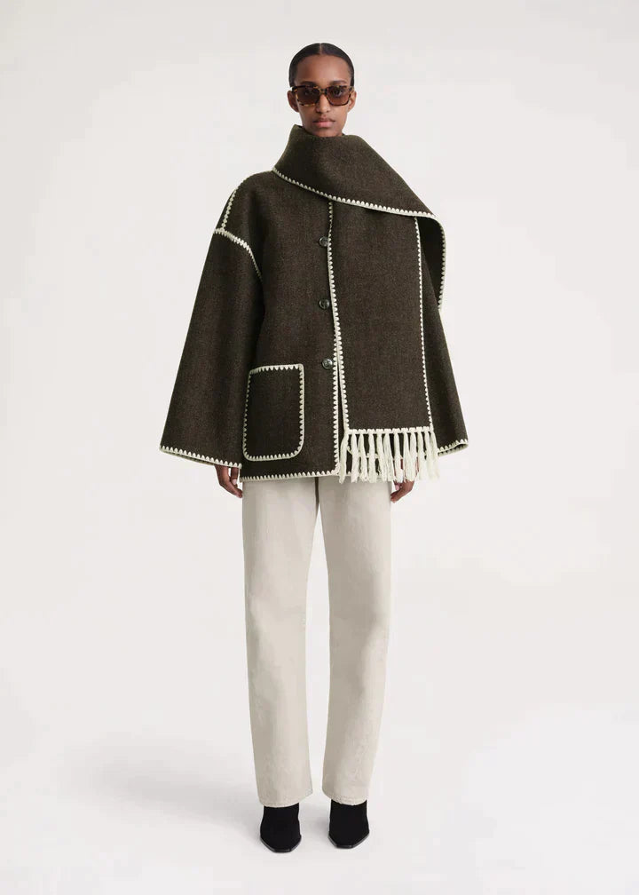 Manteau D’Hiver Luxueux Pour Femme | Avec Écharpe