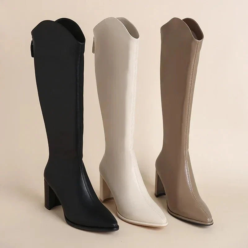 Bottes Hautes À Talon Carré Pour Femme | Hiver