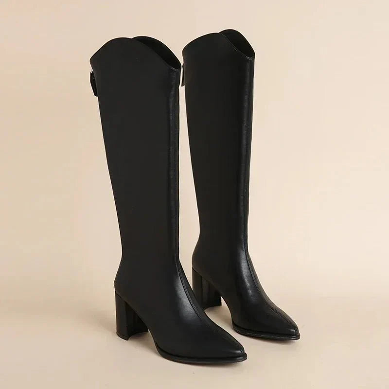Bottes Hautes À Talon Carré Pour Femme | Hiver