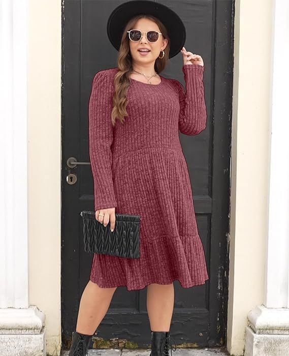 Robe Pull Côtelée Pour Femme | Manches Longues