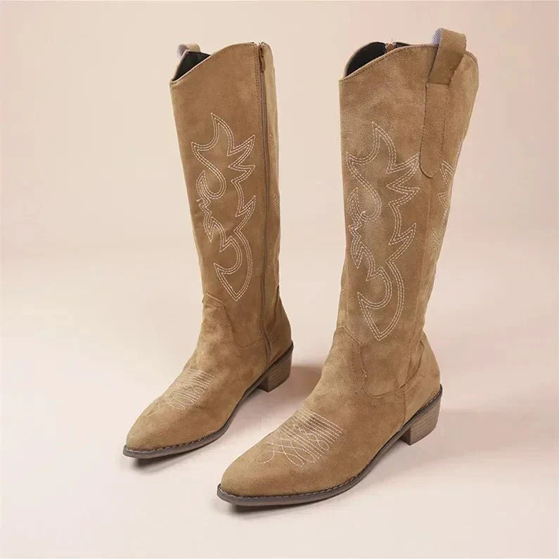 Bottes De Cowboy Montantes Tendance Pour Femme | Fermeture Éclair