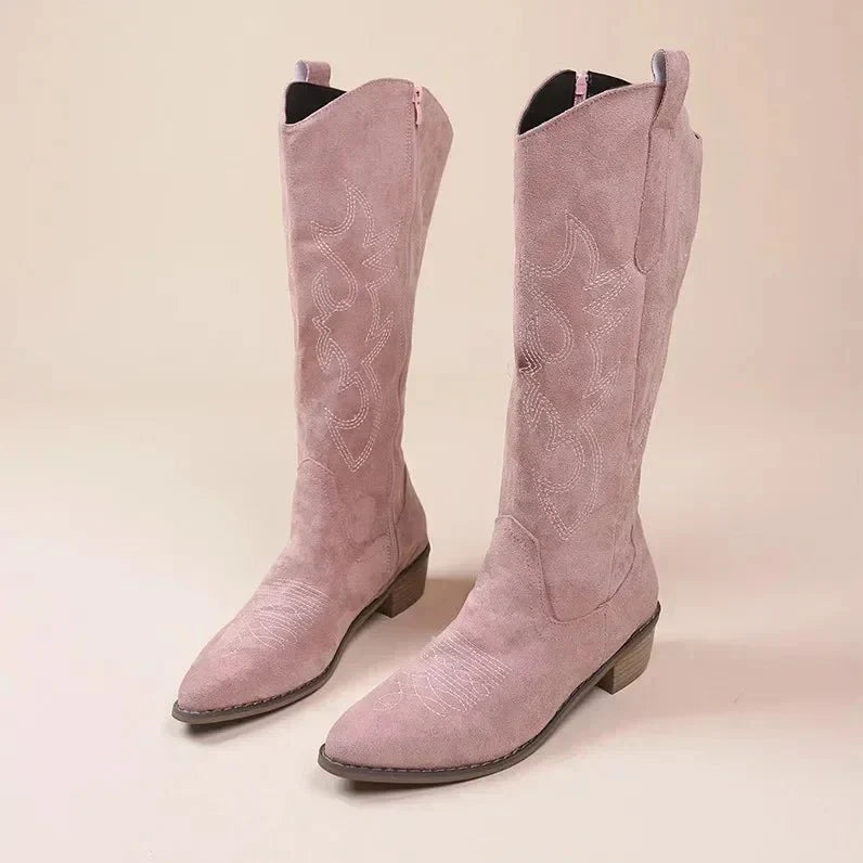 Bottes De Cowboy Montantes Tendance Pour Femme | Fermeture Éclair