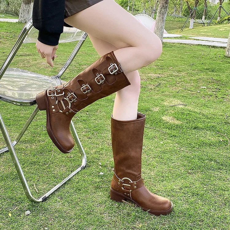 Bottes D'hiver À Boucles | Talons Carrés