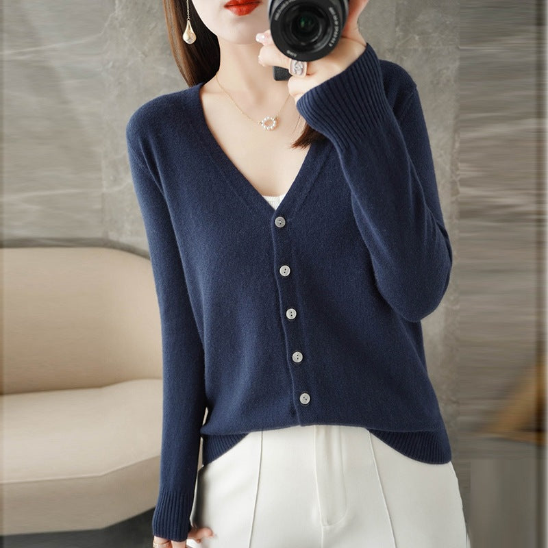 Cardigan En Cachemire À Manches Longues Pour Femme | Grande Taille
