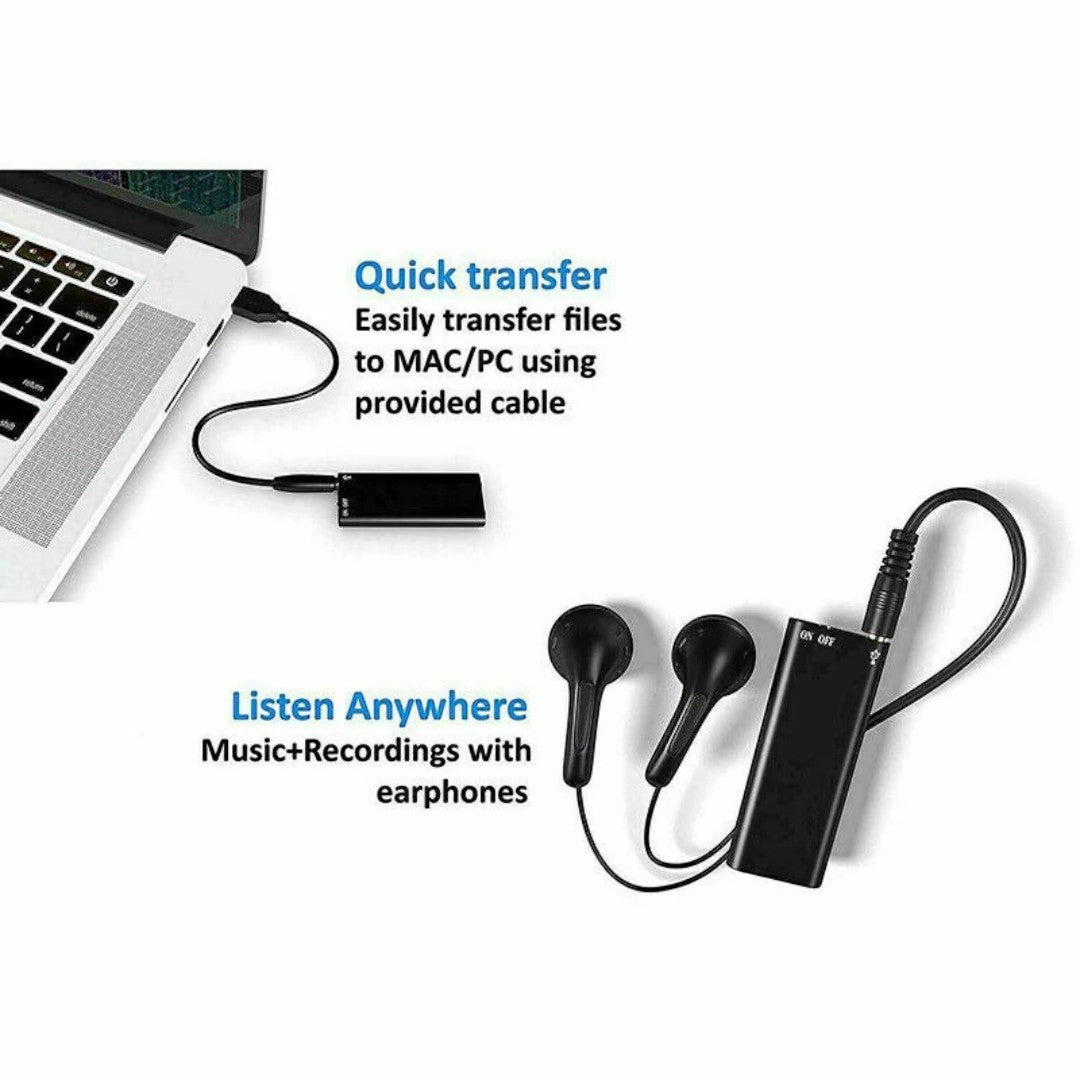 Grabadora de Voz Grabadora de Audio Dispositivo de Grabación Más Pequeño Grabadora de Audio Oculta | Negro