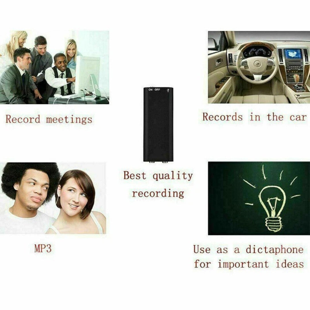 Grabadora de Voz Grabadora de Audio Dispositivo de Grabación Más Pequeño Grabadora de Audio Oculta | Negro