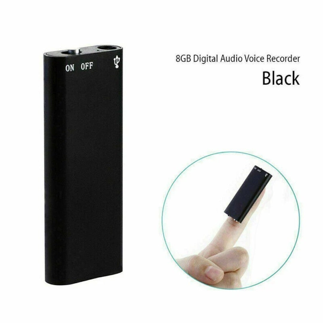 Grabadora de Voz Grabadora de Audio Dispositivo de Grabación Más Pequeño Grabadora de Audio Oculta | Negro