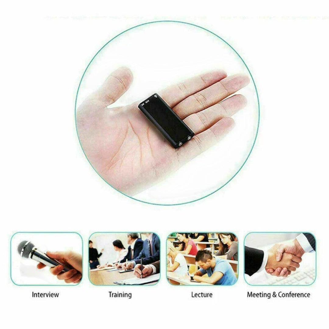 Grabadora de Voz Grabadora de Audio Dispositivo de Grabación Más Pequeño Grabadora de Audio Oculta | Negro