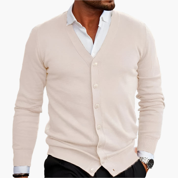 Cardigan D'hiver Décontracté À Col En V Et Boutons Pour Homme | Manches Longues