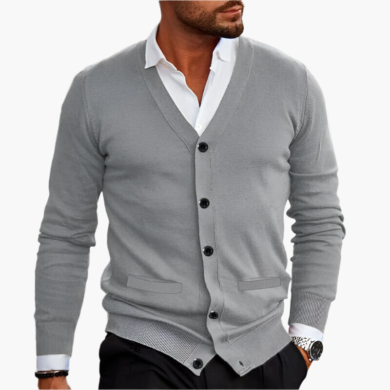Cardigan D'hiver Décontracté À Col En V Et Boutons Pour Homme | Manches Longues
