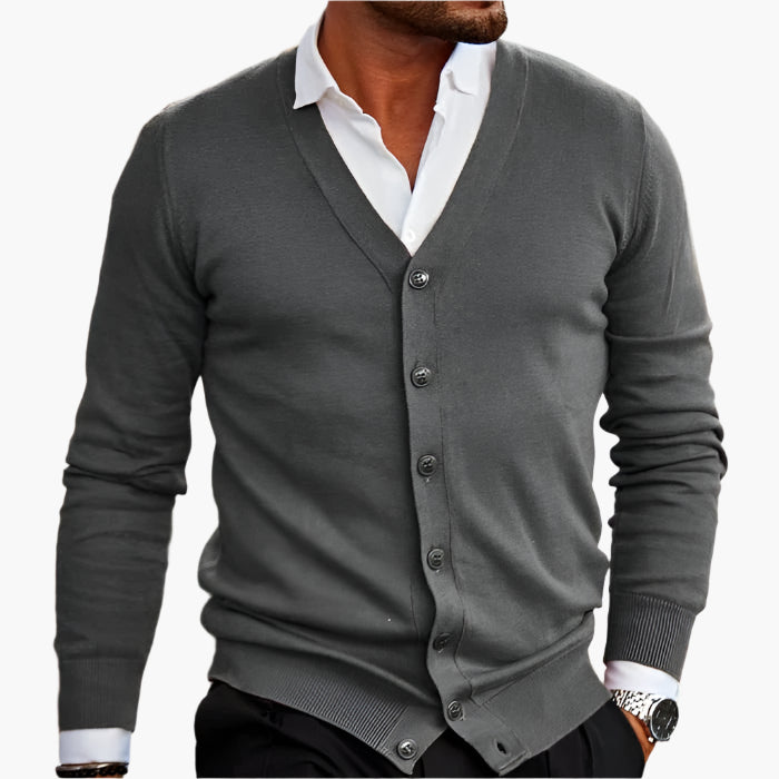Cardigan D'hiver Décontracté À Col En V Et Boutons Pour Homme | Manches Longues