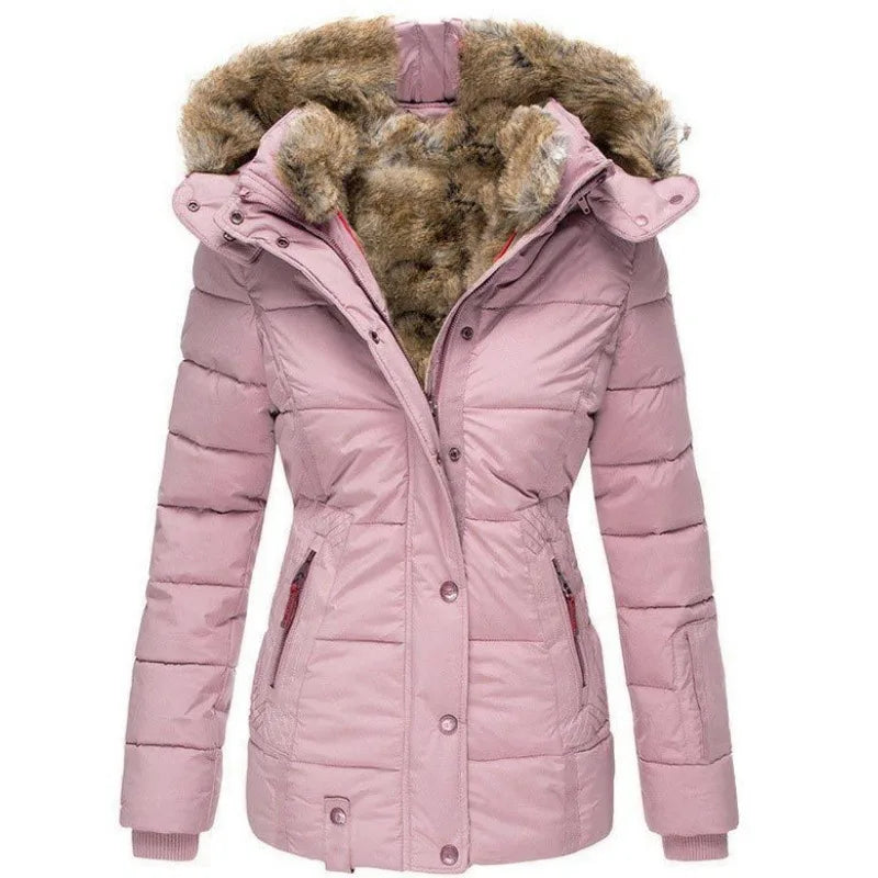 Veste D’Hiver Pour Femme Avec Col Et Fourrure | Manches Longues
