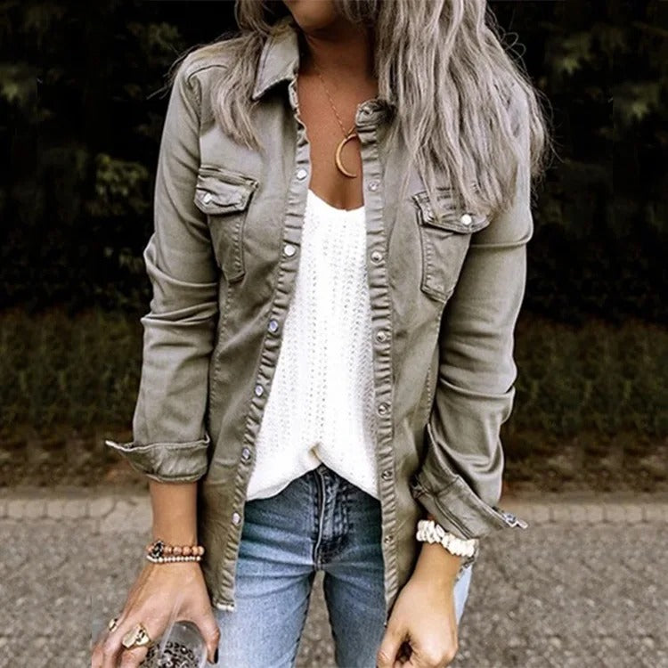 Veste En Jean Femme Avec Bouton | Moderne