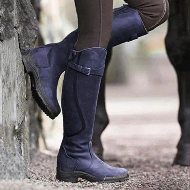 Bottes D'hiver En Cuir Style Cowboy Pour Femme | Boucle Décorative