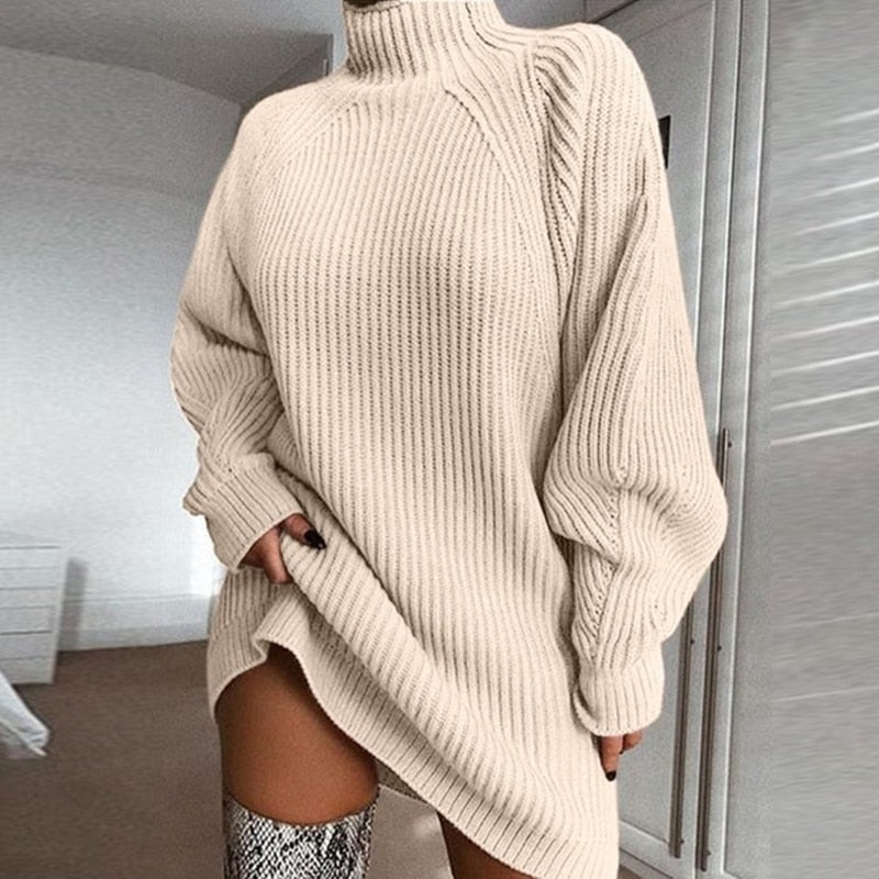 Robe Tricotée Pour L'hiver | Col Roulé