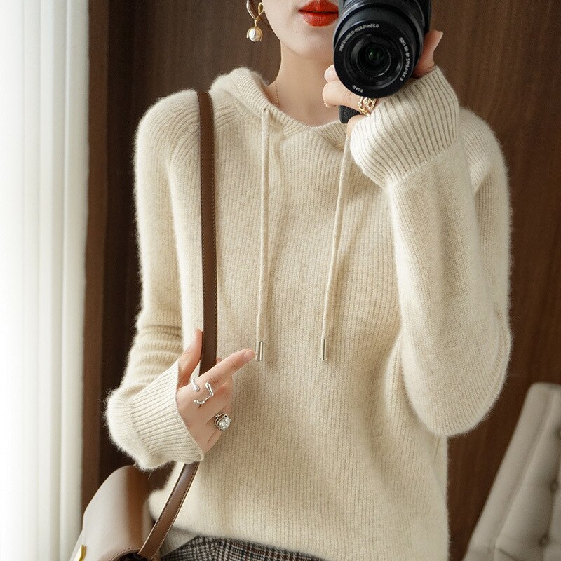 Sweat À Capuche Tricoté À Manches Longues Pour Femme | Hiver