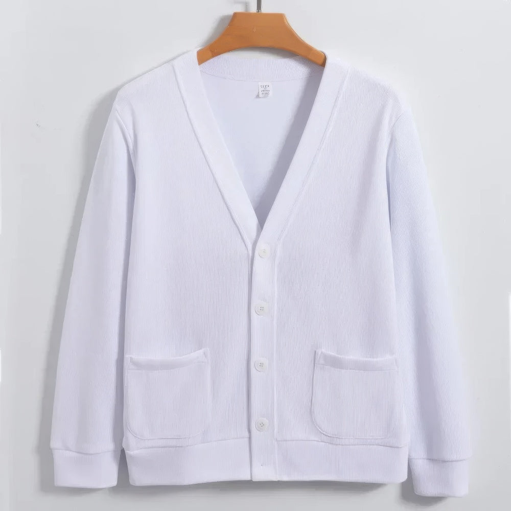 Cardigan D'hiver Pour Homme Avec Patte De Boutonnage Et Col En V | Avec Poche