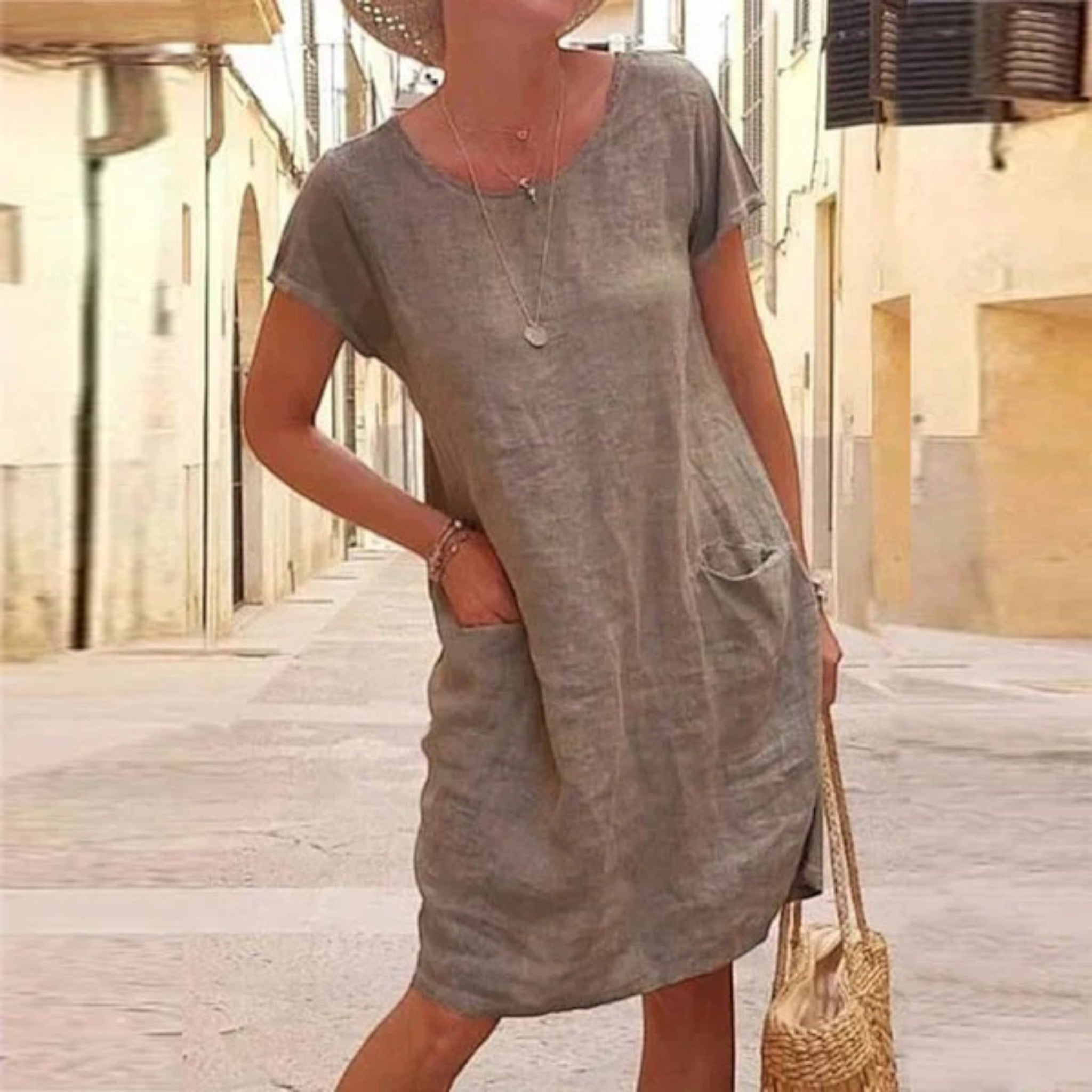 Amanda | Robe Chemise D'été Décontractée Avec Poche Pour Femmes