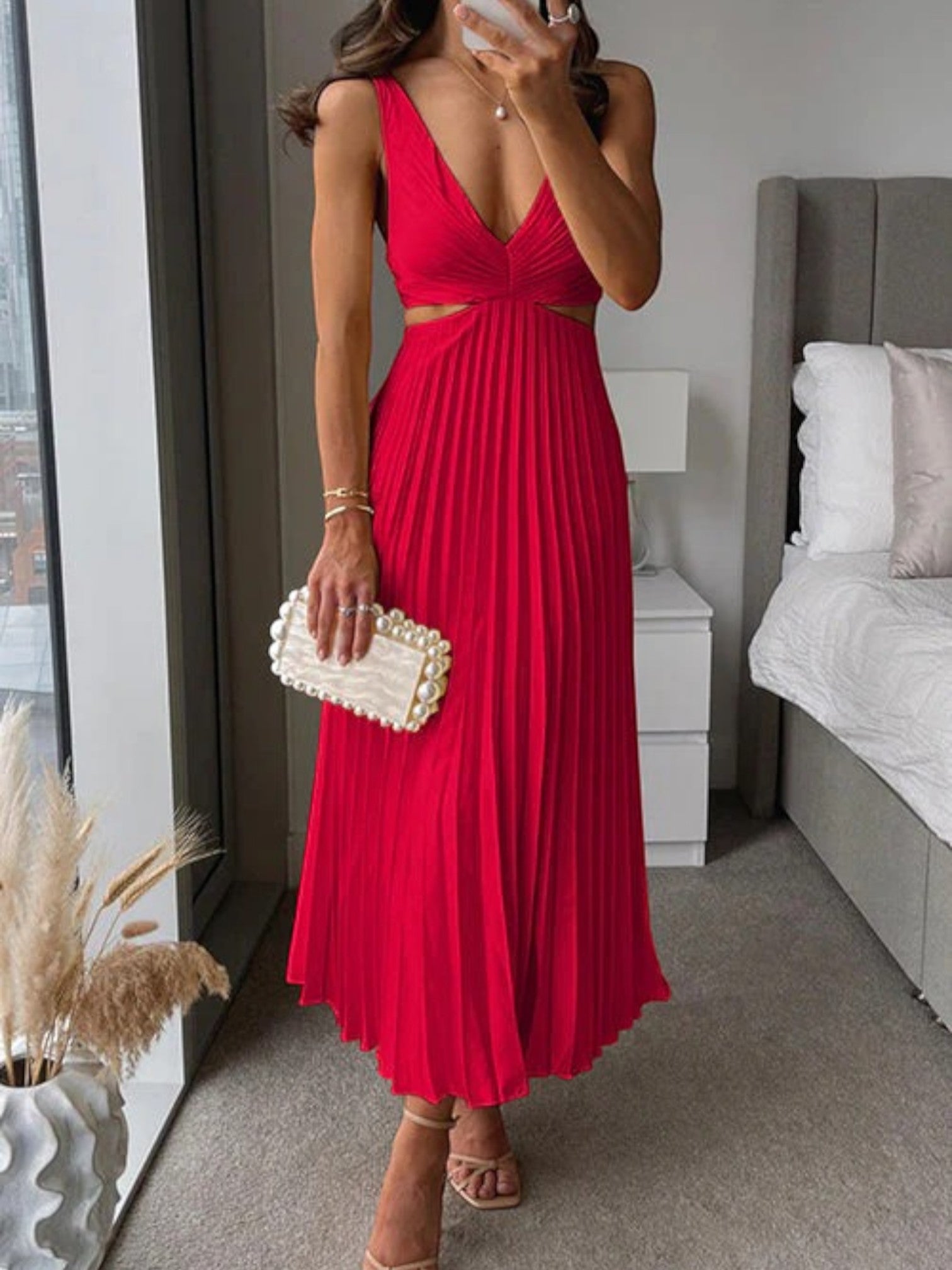 Noor | Robe Élégante Sans Manches À Col En V Pour Femme | Midi