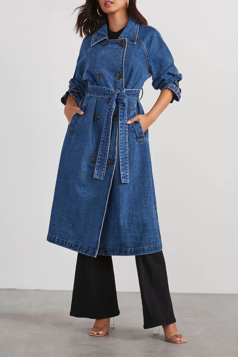 Manteau Long En Jean Pour Femme | Manches Longues