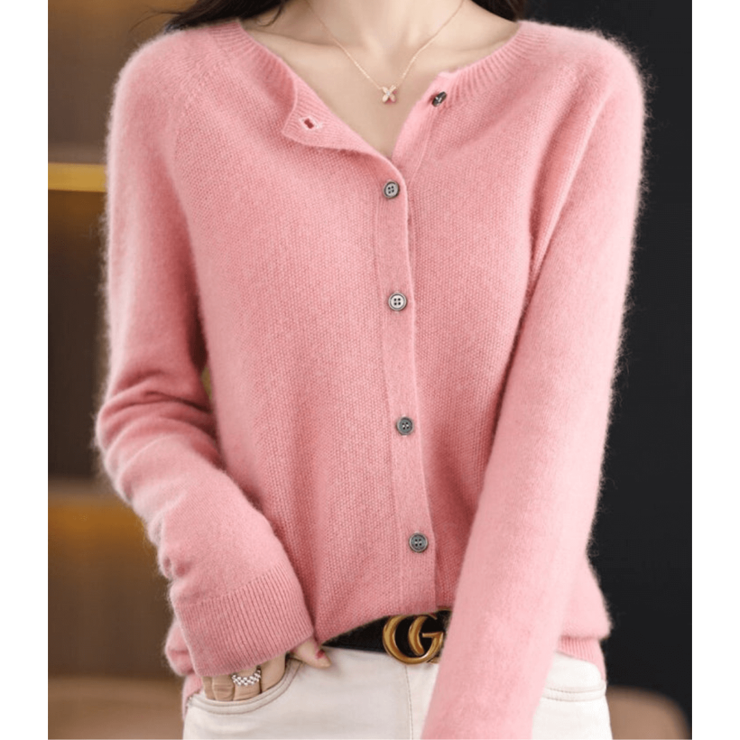 Cardigan En Cachemire Col Rond Pour Femme | Boutonné Devant