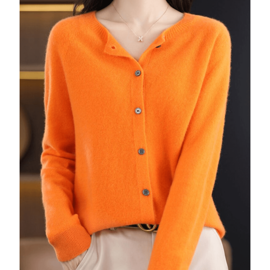 Cardigan En Cachemire À Boutons Et Manches Longues Pour Femme | Col Rond