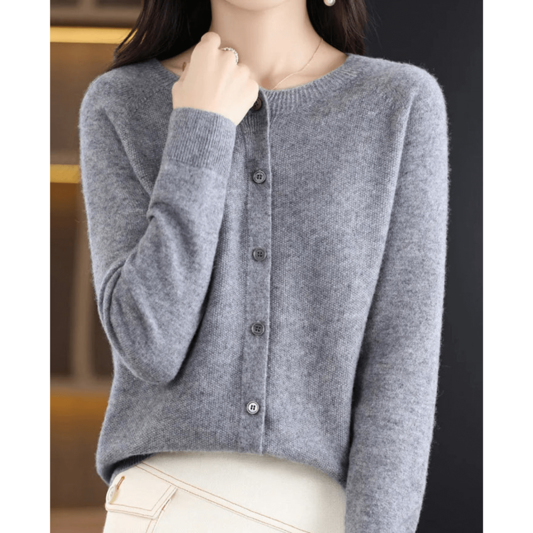 Cardigan En Cachemire À Boutons Et Manches Longues Pour Femme | Col Rond