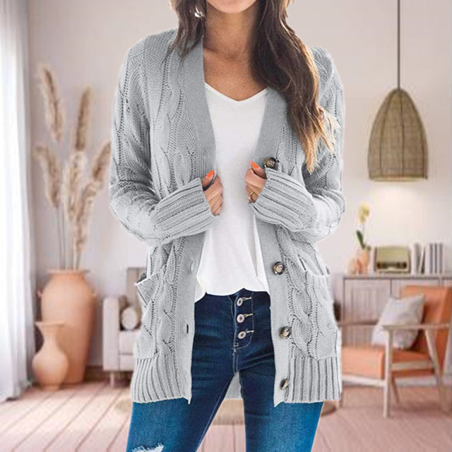 Cardigan D’Hiver Pour Femme Avec Boutons | Tricoté
