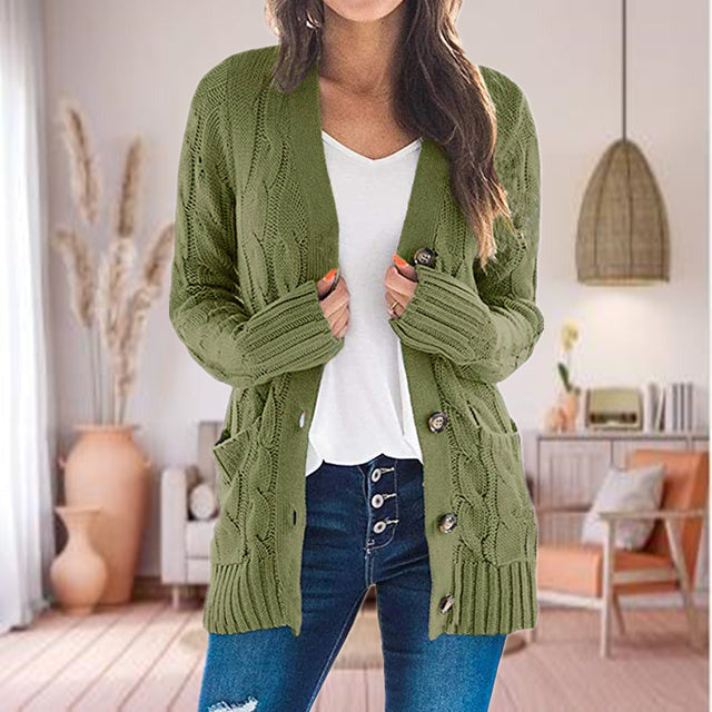 Cardigan D’Hiver Pour Femme Avec Boutons | Tricoté